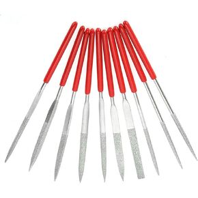 Mesee 10 Pieces Mini Diamond Needle Files, Round Triangular Square Flat Shape Needle File Set Hand Riffler File Tool for Precision Metal File Work, Wood, Jewelry, Model, DIY Crafts Carving - 3x140mm