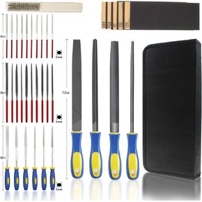 KALIM File Set, Carbon Steel File and Diamond File Kit, Different Size Files Suitable for all Wood/Metal/Jewelry/Model/3D Print Grinding Needs(Total 42Pcs Including Brush, Sandpaper and Bag)