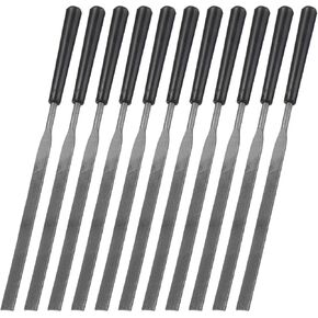 uxcell 20pcs Second Cut Steel Flat Needle File with Plastic Handle 3mm x 140mm