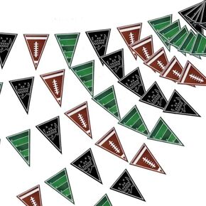 5 PCS Football Paper Pennant Banner American Football Theme Triangle Pennant Flags Football Party Supplies for Birthday Party Decorations