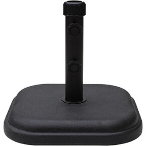 Helios&Hestia 24 lb Round Plastic Built-in Cement Outdoor Umbrella Base, Heavy Duty Concrete Stand Weight for Patio Market Table Umbrella, Black