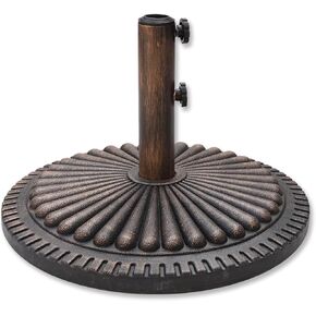 Helios&Hestia 31 lb Heavy Duty Round Plastic Built-in Cement Outdoor Umbrella Base, Concrete Stand Weight for Patio Market Table Umbrella, Black