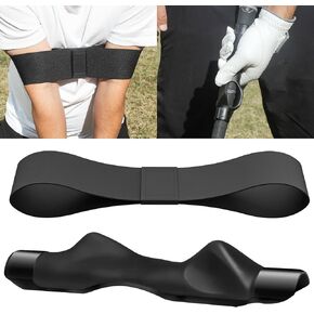 Grip Trainer Attachment & Swing Correcting Arm Band - Ultimate Black Golf Training Combo for Perfect Hand Positioning and Improved Swing Mechanics