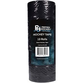 Premier Hockey - 10 Pack of Hockey Tape – Bulk Value with Tearable, Water-Resistant Adhesive for Sticks & Pads – Black, White & Clear, 1" x 20 Yards Each