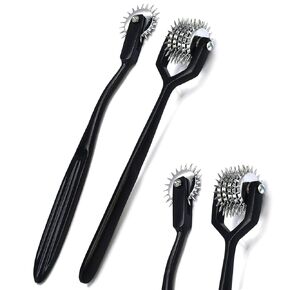 Set of 2 Wartenberg Pin Wheel Pinwheel 1 & 5 Head Diagnostic All Black Coated