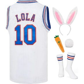 Mens Bugs #1 /Lola #10 Space Movie Basketball Jersey Sports Halloween Costumes Jersey White XS-XXL