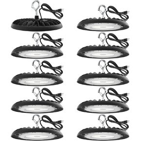 Barrina UFO LED Shop Light, 150W UFO LED High Bay Light, 5000K Daylight, 21000lm, IP65 Waterproof, 110°Beam High Bay Light Plug & Play for Basement Warehouse Workshop Barn Light Fixtures, 10 Packs