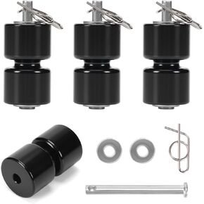 4Pcs Aluminum Alloy Rollers Pins Washers Rings Black with EZ Spring Clips Replacement for Gorilla Lift Trailer Gate Assist,Compatible with Trailer Tailgate Lift Assist Rollers Kit