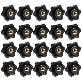 20pcs Star Knobs Metric M8 Clamping Nuts,Black Plastic Metric M8 Knurled Knob,Black Plastic M8 Screw-On Type Threaded Nuts Lawn Mower Handle Knob Grip Assortment Kit for Mechanical Equipment