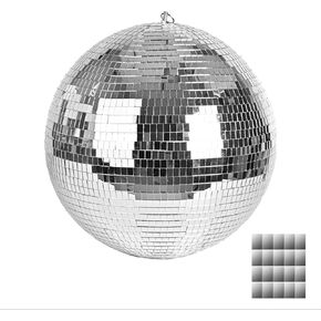 Large Disco Ball, 16 Inch Mirror Ball for Disco Party Decorations, Silver Big Haning Disco Ball Decor Ornaments with Hanging Ring for Easy Installation for DJ Club Stage Bar Wedding