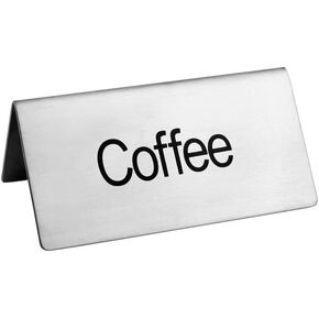 New Star Foodservice 27242 Stainless Steel Table Tent Sign, (Coffee), 3"x 1.5", Set of 2