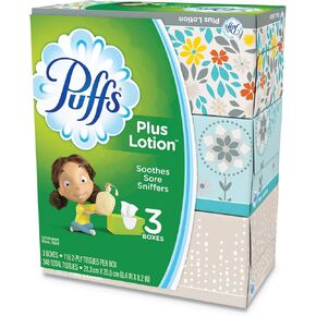 Plus Lotion Facial Tissue, White, 2-Ply, 116/Box, 3 Boxes/Pack [ESS]