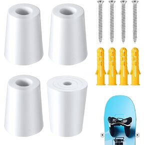 4pcs Vertical Ski Hanger, Ski Wall Mount Holder Vertical Wall Mount Ski Rack with Screws Expansion Anchors Vertical Snowboard Storage Accessories to Safely Store and Display your Ski Snow Board(White)