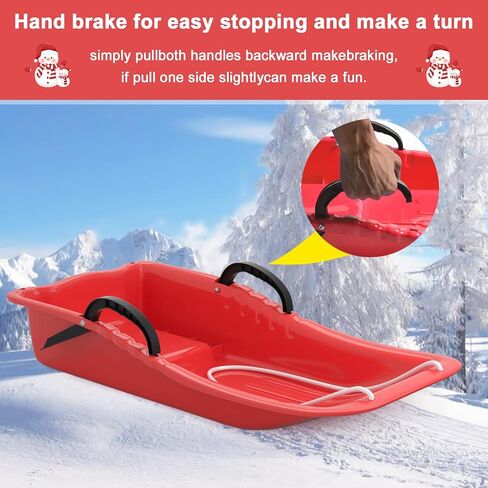 AGPTEK 31 Inch Durable Downhill Sprinter Toboggan Snow Sled for Kids Boys Girls Adults with Built-in Handles and Pulling Rope in Saudi Arabia