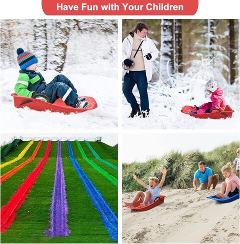 AGPTEK 31 Inch Durable Downhill Sprinter Toboggan Snow Sled for Kids Boys Girls Adults with Built-in Handles and Pulling Rope in Saudi Arabia