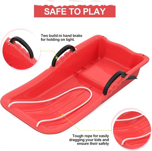 AGPTEK 31 Inch Durable Downhill Sprinter Toboggan Snow Sled for Kids Boys Girls Adults with Built-in Handles and Pulling Rope in Saudi Arabia