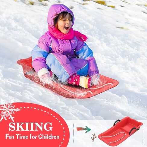 AGPTEK 31 Inch Durable Downhill Sprinter Toboggan Snow Sled for Kids Boys Girls Adults with Built-in Handles and Pulling Rope in Saudi Arabia