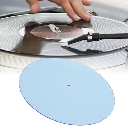 Turntable Platter Mat, 12 inch Transparent Acrylic Record Player Platter Slip Mats, Improves Sound Quality & Provides Tighter Bass - Low Noise Anti Static Platter Mat (Light Blue) in Saudi Arabia