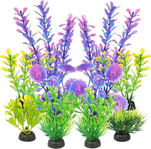AQUANEAT Fish Tank Artificial Plants, Aquarium Plants Plastic, Green Fish Tank Decorations, 10pcs in Saudi Arabia