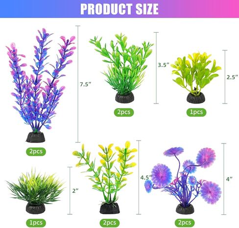 AQUANEAT Fish Tank Artificial Plants, Aquarium Plants Plastic, Green Fish Tank Decorations, 10pcs in Saudi Arabia