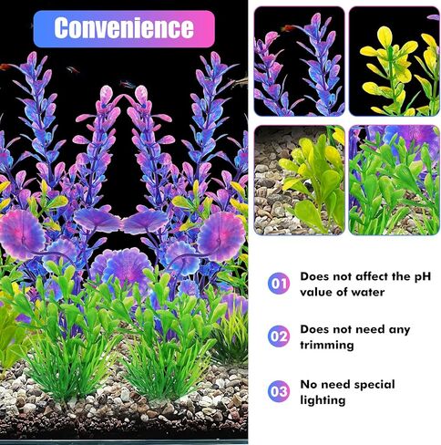 AQUANEAT Fish Tank Artificial Plants, Aquarium Plants Plastic, Green Fish Tank Decorations, 10pcs in Saudi Arabia