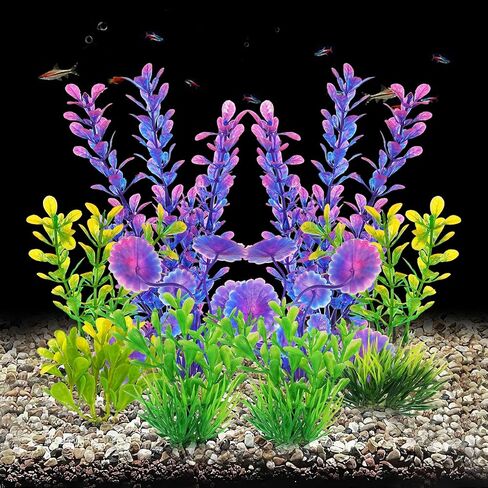 AQUANEAT Fish Tank Artificial Plants, Aquarium Plants Plastic, Green Fish Tank Decorations, 10pcs in Saudi Arabia