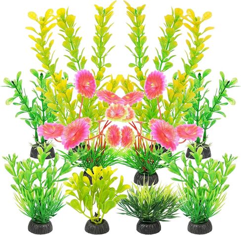 AQUANEAT Fish Tank Artificial Plants, Aquarium Plants Plastic, Green Fish Tank Decorations, 10pcs in Saudi Arabia