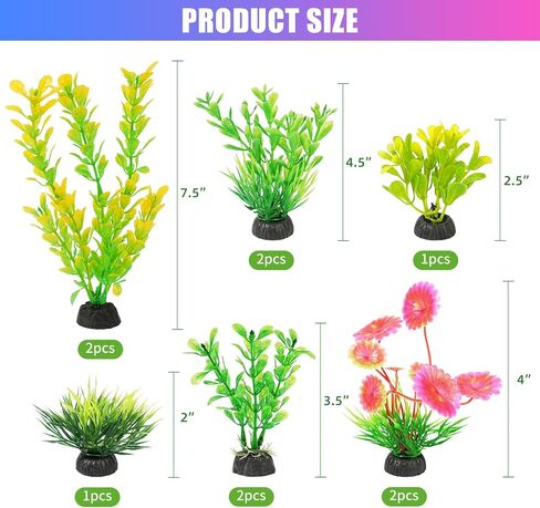 AQUANEAT Fish Tank Artificial Plants, Aquarium Plants Plastic, Green Fish Tank Decorations, 10pcs in Saudi Arabia
