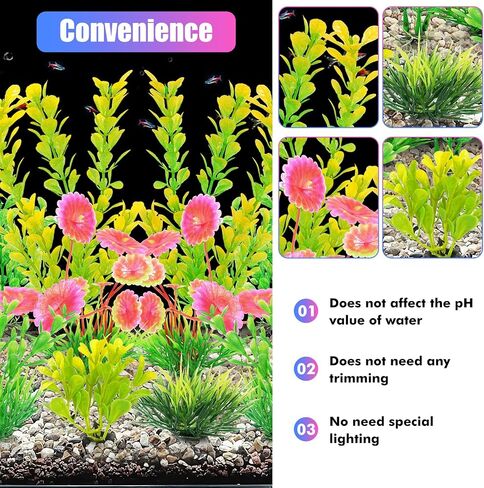 AQUANEAT Fish Tank Artificial Plants, Aquarium Plants Plastic, Green Fish Tank Decorations, 10pcs in Saudi Arabia