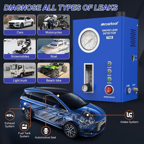 جهاز دخان EVAP للسيارات من MR CARTOOL T130، جهاز كشف تسرب نظام أنابيب وقود السيارة ثنائي الوضع 12 فولت مع مستوى الزيت ومقياس تدفق قابل للتعديل لجميع المركبات in Kuwait