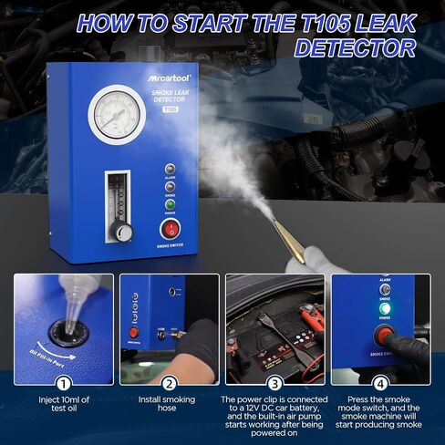 جهاز دخان EVAP للسيارات من MR CARTOOL T130، جهاز كشف تسرب نظام أنابيب وقود السيارة ثنائي الوضع 12 فولت مع مستوى الزيت ومقياس تدفق قابل للتعديل لجميع المركبات in Kuwait