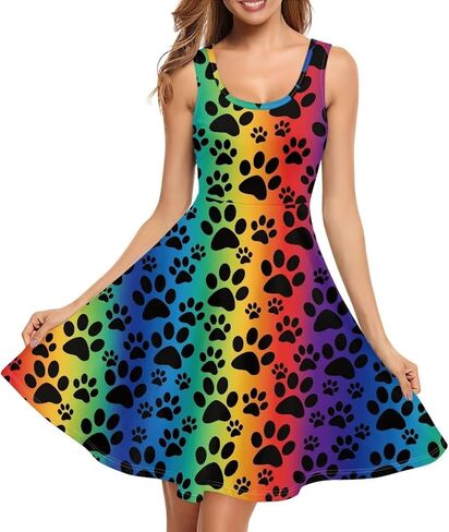 TOADDITDO Women Tank Top Dress Sleeveless Sundress Plus Size Athletic Activewear Knee Length Sundress with 2 Side Pockets in Kuwait