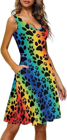 TOADDITDO Women Tank Top Dress Sleeveless Sundress Plus Size Athletic Activewear Knee Length Sundress with 2 Side Pockets in Kuwait