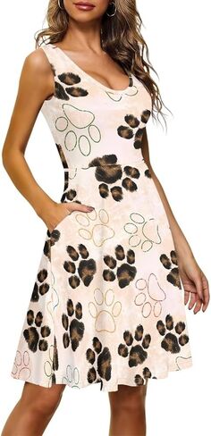 TOADDITDO Women Tank Top Dress Sleeveless Sundress Plus Size Athletic Activewear Knee Length Sundress with 2 Side Pockets in Kuwait