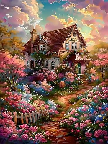 Diamond Art Painting Kits for Adults, Sea of Flowers 5D Diamond Painting Dots Art Kits for Adults Beginner, Butterfly DIY Full Round Gem Crystal Art paint by Diamond, Home Wall Decor 12x 16 In in Saudi Arabia
