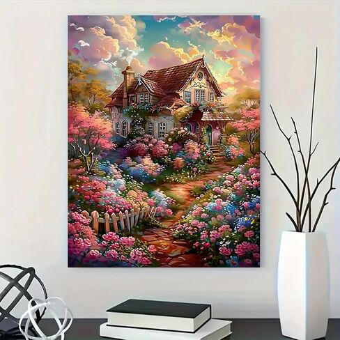 Diamond Art Painting Kits for Adults, Sea of Flowers 5D Diamond Painting Dots Art Kits for Adults Beginner, Butterfly DIY Full Round Gem Crystal Art paint by Diamond, Home Wall Decor 12x 16 In in Saudi Arabia