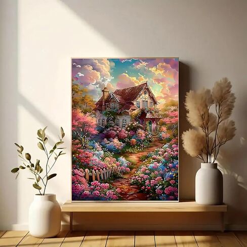 Diamond Art Painting Kits for Adults, Sea of Flowers 5D Diamond Painting Dots Art Kits for Adults Beginner, Butterfly DIY Full Round Gem Crystal Art paint by Diamond, Home Wall Decor 12x 16 In in Saudi Arabia