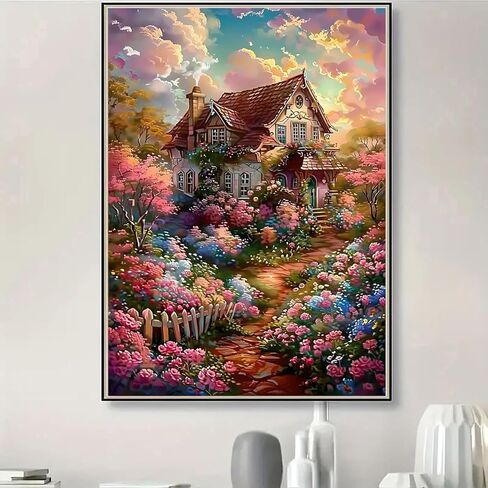 Diamond Art Painting Kits for Adults, Sea of Flowers 5D Diamond Painting Dots Art Kits for Adults Beginner, Butterfly DIY Full Round Gem Crystal Art paint by Diamond, Home Wall Decor 12x 16 In in Saudi Arabia