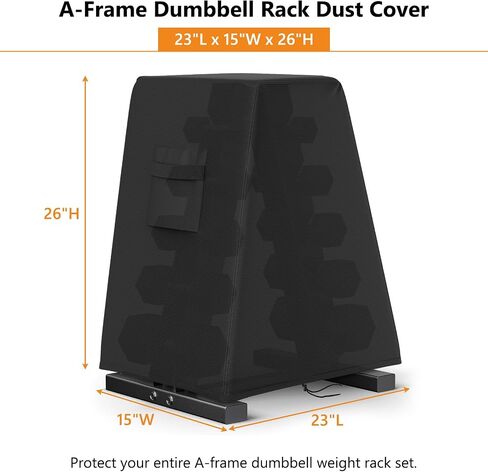 Dumbbell Rack Cover Waterproof Dustproof Home Gym Weight Rack Cover Heavy Duty 600D Oxford Fabric Suitable for Indoor and Outdoor Use 23"L x 15"W x 26"H Black in Saudi Arabia