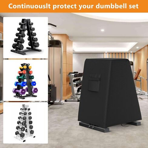 Dumbbell Rack Cover Waterproof Dustproof Home Gym Weight Rack Cover Heavy Duty 600D Oxford Fabric Suitable for Indoor and Outdoor Use 23"L x 15"W x 26"H Black in Saudi Arabia