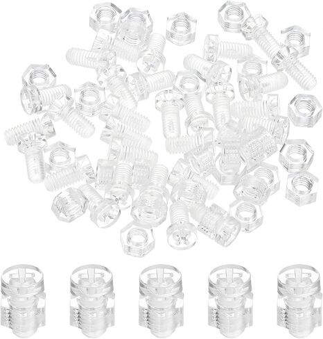 PATIKIL M4x10mm Clear Acrylic Screws and Hex Nuts Kit, 30 Set PC Plastic Phillips Round Head Bolts for Machine Accessories, Transparent in Saudi Arabia