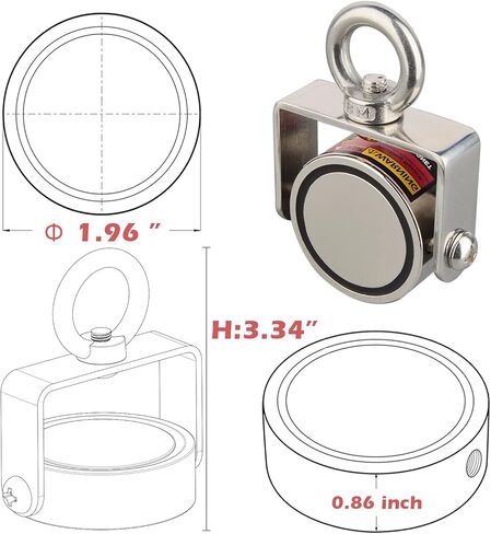 MUTUACTOR Magnet Fishing Kits,600lb Strong Rotate Fishing Magnet Heavy Duty,Neodymium Rare Earth Swivel Magnet with 65Ft Durability Rope,Sturdy Gloves for Retrieving Treasures in Rivers in Kuwait
