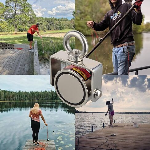 MUTUACTOR Magnet Fishing Kits,600lb Strong Rotate Fishing Magnet Heavy Duty,Neodymium Rare Earth Swivel Magnet with 65Ft Durability Rope,Sturdy Gloves for Retrieving Treasures in Rivers in Kuwait