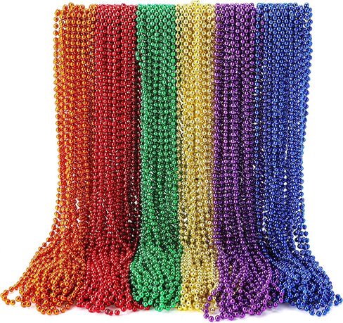 JOYIN 72 PCS Mardi Gras Beads Necklace, Gold, Green, Purple Metallic Colors Necklaces Set for Mardi Gras Party Favors Supplies, Costume Accessories, Masquerade, Accessories in Saudi Arabia