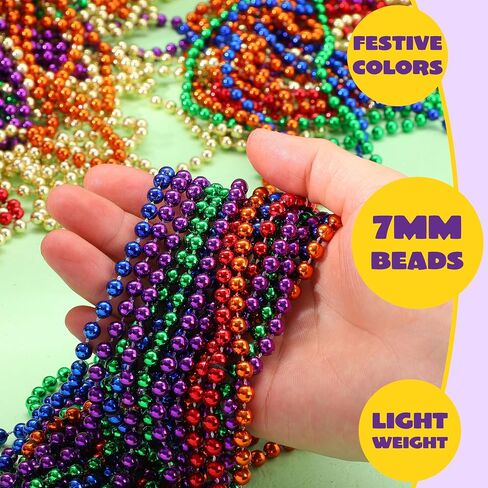 JOYIN 72 PCS Mardi Gras Beads Necklace, Gold, Green, Purple Metallic Colors Necklaces Set for Mardi Gras Party Favors Supplies, Costume Accessories, Masquerade, Accessories in Saudi Arabia