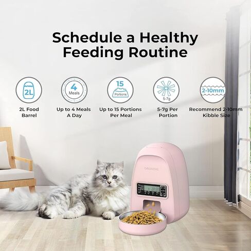 Dogness Timed Cat Feeder, 2L Automatic Dog Feeder with Timer Auto Pet Food Dispenser for Kitten Puppy, Timed Dog Feeder Easy Portion Control Voice Recording(White) in Saudi Arabia