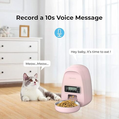 Dogness Timed Cat Feeder, 2L Automatic Dog Feeder with Timer Auto Pet Food Dispenser for Kitten Puppy, Timed Dog Feeder Easy Portion Control Voice Recording(White) in Saudi Arabia
