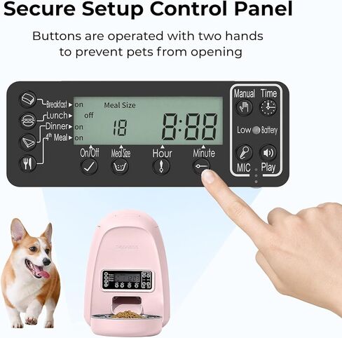 Dogness Timed Cat Feeder, 2L Automatic Dog Feeder with Timer Auto Pet Food Dispenser for Kitten Puppy, Timed Dog Feeder Easy Portion Control Voice Recording(White) in Saudi Arabia