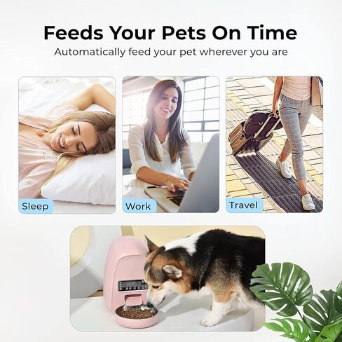 Dogness Timed Cat Feeder, 2L Automatic Dog Feeder with Timer Auto Pet Food Dispenser for Kitten Puppy, Timed Dog Feeder Easy Portion Control Voice Recording(White) in Saudi Arabia
