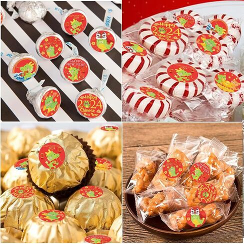 256 Pcs Chinese Lunar New Year Candy Stickers for Chinese New Year Decorations Classic 2025 Year of The Snake Round Candy Sticker Favors - Labels Fit Chocolate Candy in Saudi Arabia